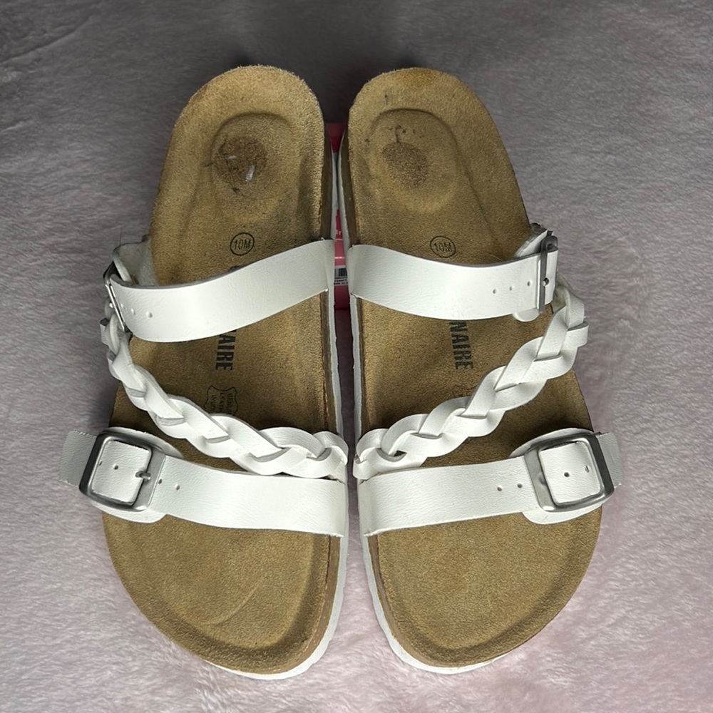 White cross braid sandals